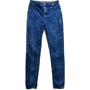 American Eagle Womens Sky High Skinny Jeggings Stretch Denim Sz 4 Blue Acid Wash